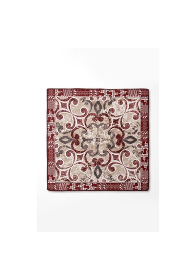 Levidor Desenli Twill İpek Eşarp-0918 Kırmızı