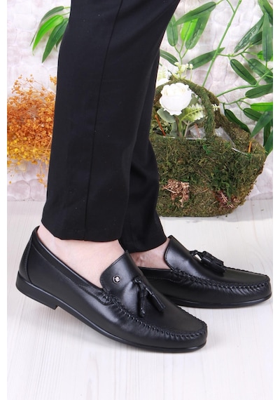 Pierre Cardin 25101 Siyah Hakiki Deri Erkek Babet Loafer Erkek Ayakkabı Siyah