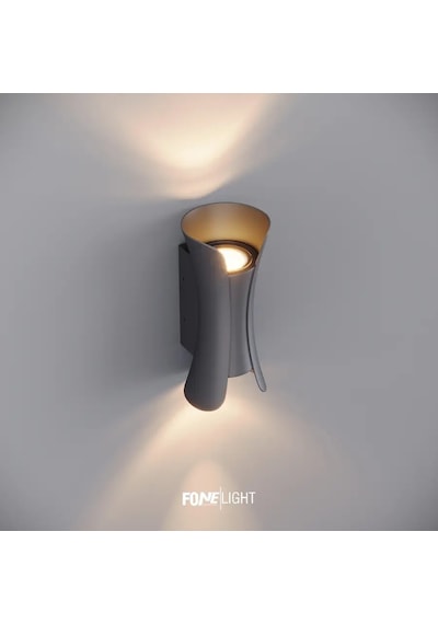 FoneLight Butterfly 22 cm Antrasit Alüminyum LED Duvar Apliği IP65 Dış Mekan Bahçe Balkon Teras Villa Cephe Aydınlatması 3000K