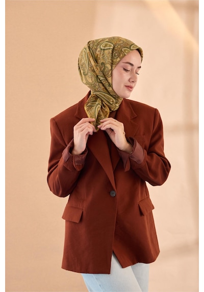 Silk Home Yaz Esintisi Eşarp 150002-24 Hardal, Yeşil, Süpürge Sarısı