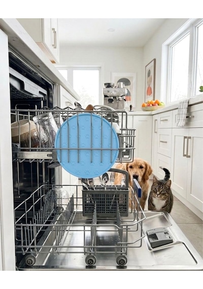 Silikon Mama Matı Kedi &amp Köpek İçin / Kaymaz, Yıkanabilir, Havuzlu Mama Altlığı Mavi
