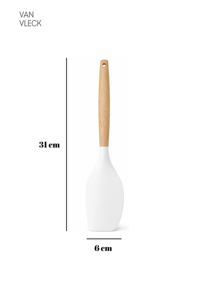 Silikon Sıyırma Spatulası Isıya Dayanıklı Yapışmaz Kazıyıcı Ve Karıştırıcı Mutfak Spatulası Beyaz