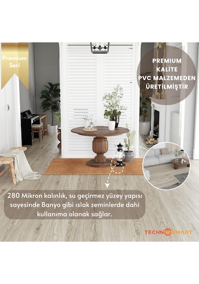 Technosmart 60 100cm Kendinden Yapışkanlı Parke Görünümlü Premium Zemin Duvar Kağıdı Dolap Kaplama Krem