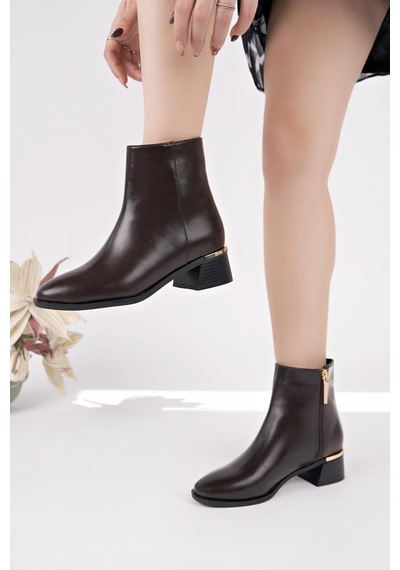 Nesilshoes Nesil Shoes Mddm 9711 Kahve Topuklu Kadın Bot