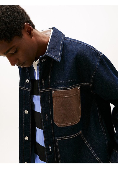 Tommy Hilfiger Chore Jacket Ext Eı6050 Erkek Mavi Denim Ceket - Dm0dm22419