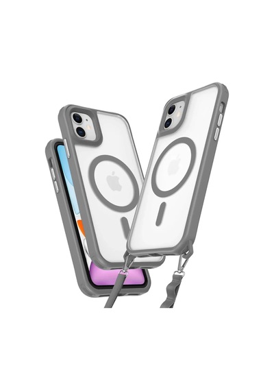 Newface Apple iPhone Uyumlu 12 Kılıf Enka Magsafe Silikon Kılıf - Titan Gri Diğer