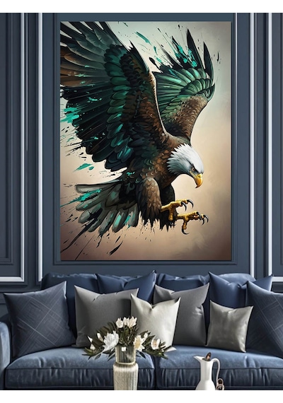 Ahşap Tablo Uçan Kartal Yağlı Boya