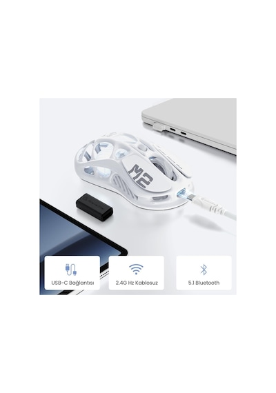 Gravastar Mercury M2 Rgb 26.000 Dpı Optik Gaming Mouse, Kablosuz, Opaline White