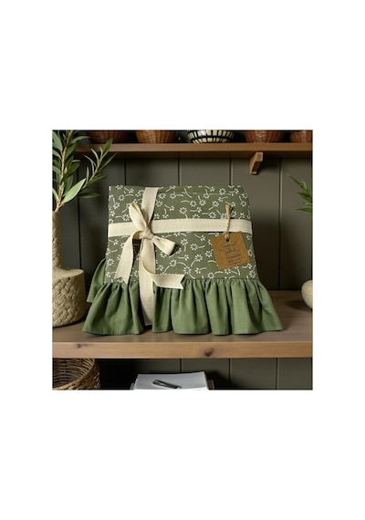 Fırfırlı Yastık Kılıfı 2 Li Set Tek Kişilik %100 Organik Pamuk 50x70 Cm 8 Farklı Desen Seçenekli Yeşil Düz Kenar