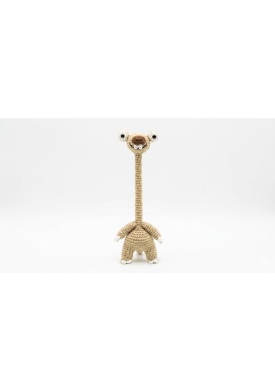 El Yapımı Amigurumi Sid Karakteri Uzun Boyunlu Çok Amaçlı Süs -%100 Pamuk Örgü Araba Dikiz Aynası Askısı, Direksiyon Aksesuarı Ve Çanta Dekoru Açık Gri