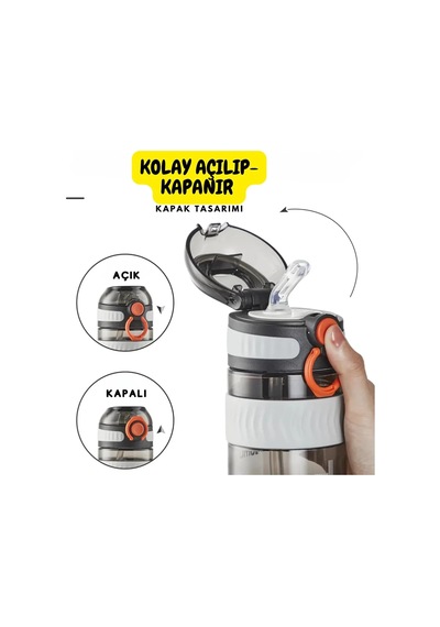 Tkk 550ml Silikon Pipetli Taşıma Kulplu Dayanıklı Malzeme Tritan Spor Matara Pembe Diğer