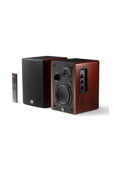 Eris Accent - Aktif Kitaplık Hoparlör Çift 4 İnç Woofer, 1 İnç İpek Kubbe Tweeter, 60w Class D, Trs/rca/aux Girişli, Uzaktan Kumandalı Ahşap Masaüstü Stereo Hoparlör Seti