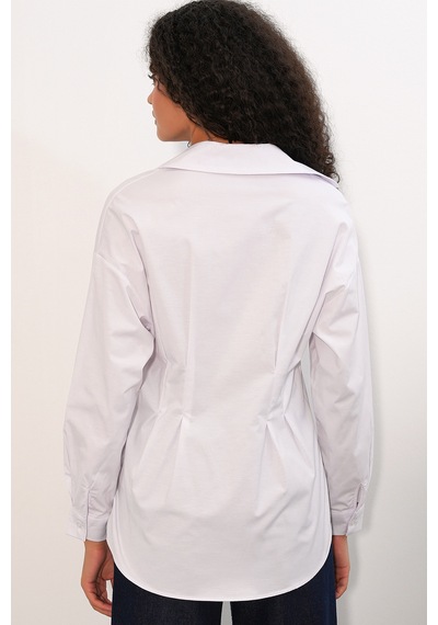 Bigdart Kadın Belden Oturtmalı Poplin Gömlek 20384 - Beyaz