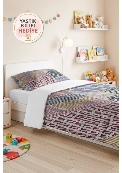 Geometrik Mavi Genç Odası Tek Kişilik Pike Takımı-bohem Bordo Yeşil 160x220 Cm Kapitone Yatak Örtüsü Kırsal Kıyı Kıyısı