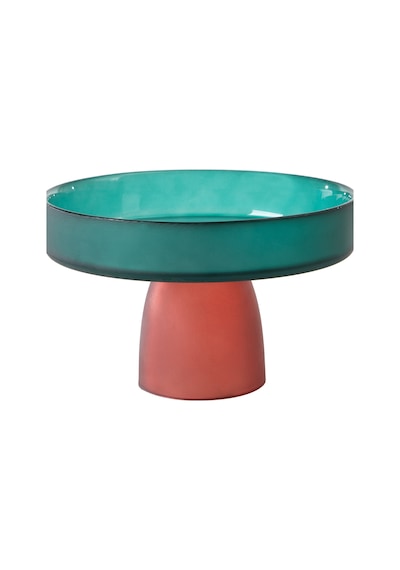Mudo Home Colors Ayaklı Cam Sunum 18cm- Yeşil Çok Renkli