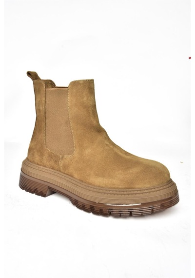 Fox Shoes R555235102 Taba Hakiki Deri Süet Kadın Bot Taba-Süet Taba