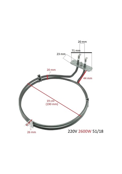 İtimat İle Uyumlu Turbo Fırın Rezistansı 2600 W Ölçülere Dikkat Ediniz