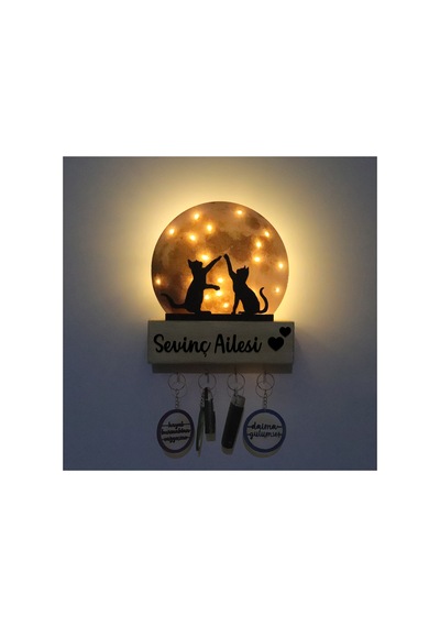 Led Işıklı Pleksi Dolunay Kişiselleştirilebilir Dekoratif Biblo Harvey Kediler Anahtar Askılığı Sarı - 737322722 Sarı