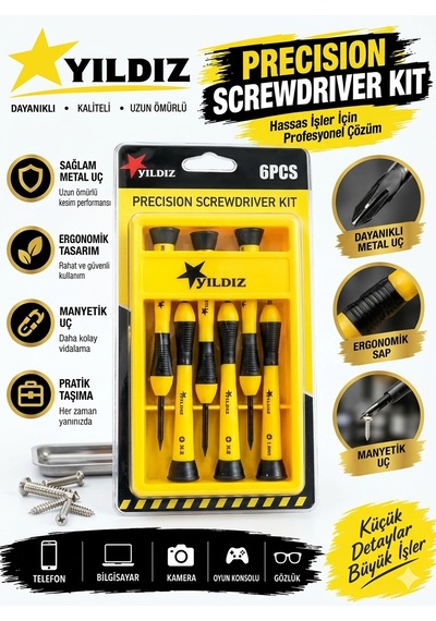 Yıldız Precision Screwdriver Kit 6'lı Hassas Tornavida Seti