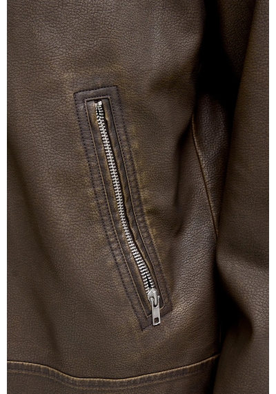 Jack & Jones Erkek Jjecasablanca Deri Ceket 12278839 Kahverengi Kahverengi