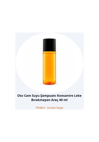Trobus Oto Cam Suyu Şampuanı Konsantre Leke Bırakmayan Araç 40 Ml