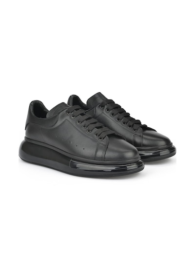 Ziya, Erkek Hakiki Deri Sneaker 143423z120 Siyah Siyah