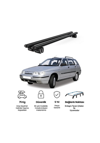 Pençe Lada 111 Vega 2008 1998-2013 Uyumlu Siyah Ara Atkı 109cm Port Bagaj Tavan Barı