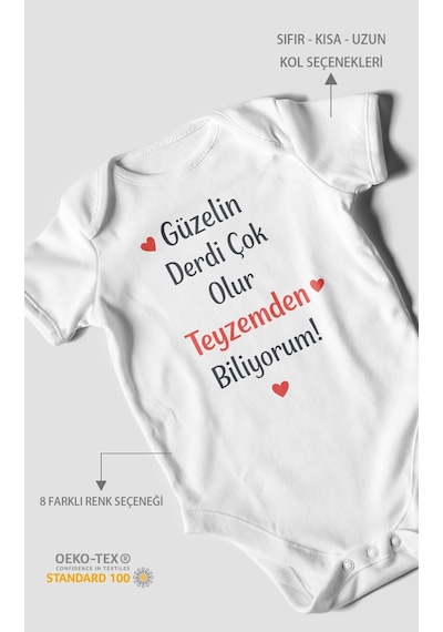Morivokids Teyzeye Özel Kısa Kollu Bebek Body %100 Pamuk Beyaz