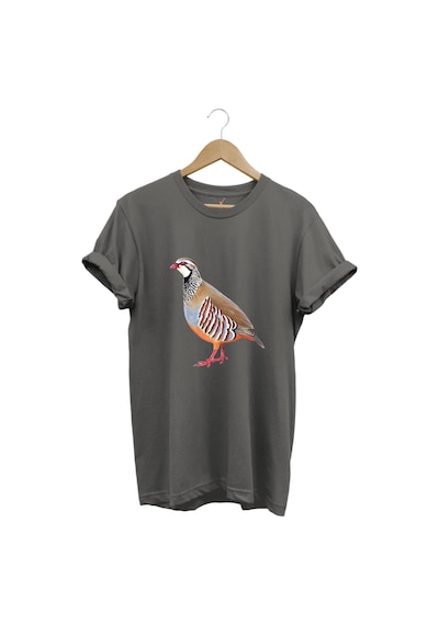 Avcılık Keklik Avcılığı Keklik Kuşu Baskılı Regular Fit %100 Pamuk Gri T-shirt Antrasit