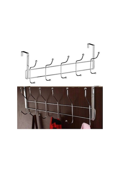 Kapı Arkası Askılığı 12 Kancalı. Ceket Askısı. Banyo Askısı Gri