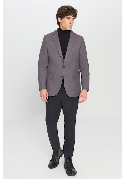 AC&Co / Altınyıldız Classics Erkek Antrasıt Slim Fit Dar Kesim Mono Yaka Kapak Cepli Blazer Ceket Antrasıt