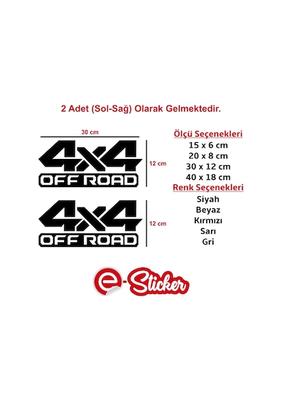 2 Adet 4X4 Off Road Oto Sticker Araba Sticker
