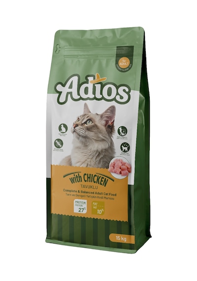 Adios Tavuklu Yetişkin Kedi Maması 15 KG