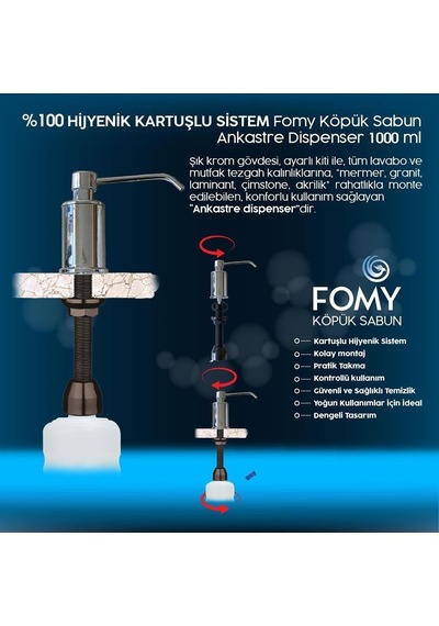 Fomy Köpük Sabun Ankastre Beyaz Dispenser 1000 Ml-100