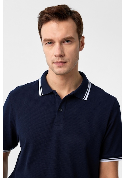 Süvari Lacivert Regular Armürlü Polo Yaka Tişört-37365 Lacivert