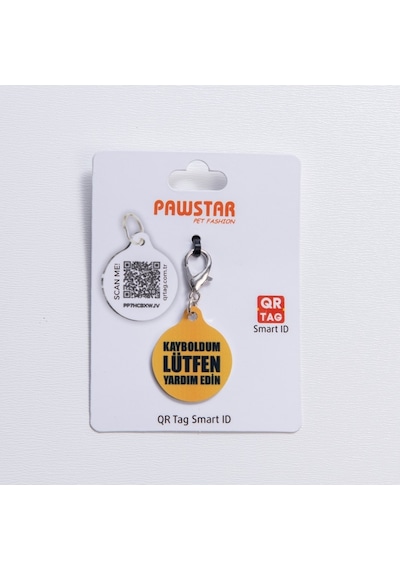 Kayboldum Lütfen Yardım Edin Desenli Qr Tag Evcil Hayvan Künyesi İsimlik Pet Tag Köpek Künyesi Kedi Künyesi Qr Kodlu Künye Sarı