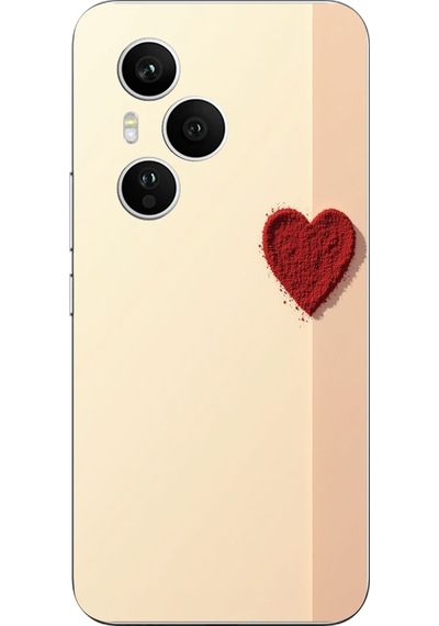 Honor 400 Pro Uyumlu Krem Zeminli Kırmızı Kalp Baskılı Silikon Kılıf Renkli