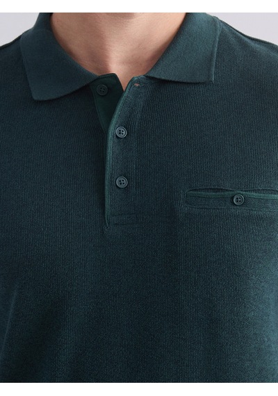 Lcwaıkıkı Classic Yeşil Polo Yaka Uzun Kollu Erkek Sweatshirt