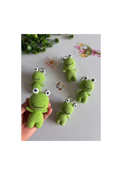 Adenya Sepeti Amigurumu Açık Yeşil Kurbağa Anahtarlık