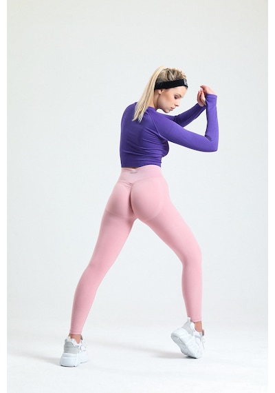 Gymhams Pudra Kalçası Büzgülü Ve Ekstra Push Up Seamless Yüksek B Pembe