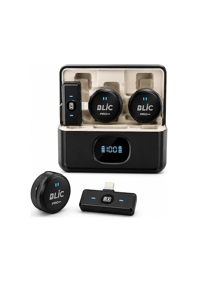Bwc-05 Kablosuz İkili Yaka Mikrofonu Lightning Girişli Dijital Ekranlı 2.4g Canlı Yayın Ve Video Kayıt Mikrofonu