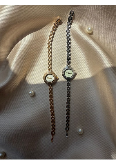Retro Minimal Hasır Kordon Vintage Kadın Kol Saati Gümüş