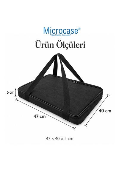 Microcase Çift Fermuarlı Isı Yalıtımlı Termal Borcam Ve Fırın Tepsisi Taşıma Çantası Siyah 47 X 40 X 5 Cm Al7042