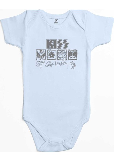 Zepplin Giyim Kiss Logolar Ve İmza Sarı Bebek Body Zıbın