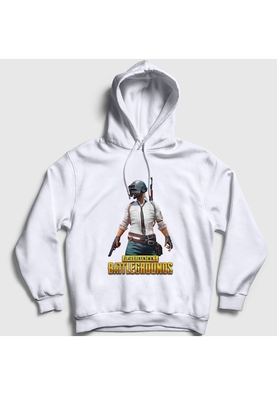 Presmono Unisex Cover Pubg Kapüşonlu Sweatshirt Beyaz