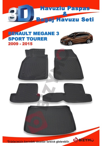 Renault Megane 3 Sport Tourer 2009-2015 Paspas Ve Bagaj Havuzu Se Siyah