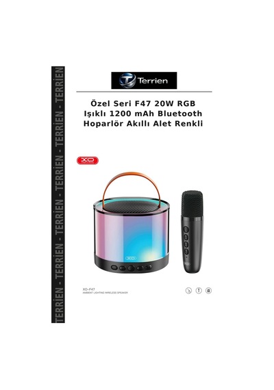 Özel Seri F47 20w Rgb Işıklı 1200 Mah Bluetooth Hoparlör Akıllı Alet Renkli