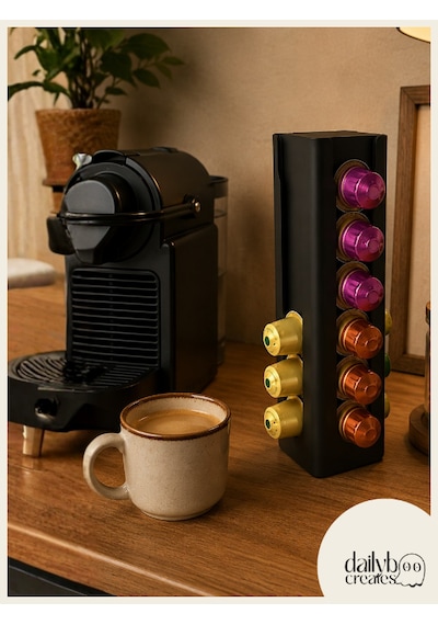 Kapsül Kahve Standı-nespresso Kapsül Düzenleyici-20-24 Kapsül Mutfak Düzenleyici-kapsül Tutucu Siyah