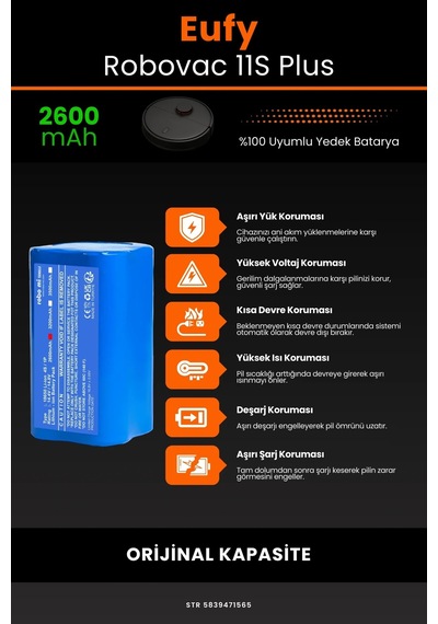 Eufy Robovac 11s Plus 2600mah Robot Süpürge Bataryası