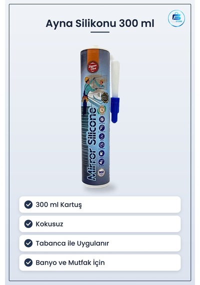 Ayna Silikonu 300 Ml Montaj Tamir Yapıştırıcı Silikon Banyo Mutfa Beyaz